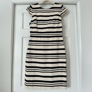 J Crew Double Stripe Cap Sleeve Dress, size 6, Black Natural